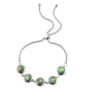 Dark Blue Green Lab Created Opal Bolo Bracelet